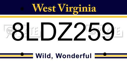 8LDZ259 West Virginia License Plate