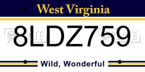 8LDZ759 West Virginia License Plate