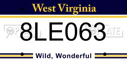 8LE063 West Virginia License Plate