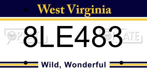 8LE483 West Virginia License Plate