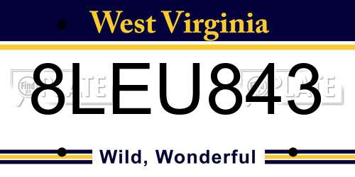 8LEU843 West Virginia License Plate