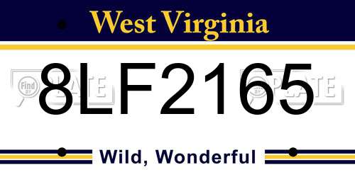 8LF2165 West Virginia License Plate