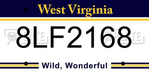 8LF2168 West Virginia License Plate