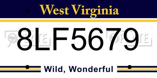 8LF5679 West Virginia License Plate