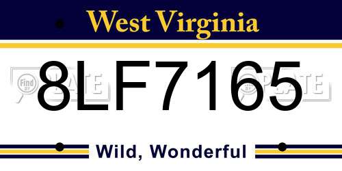 8LF7165 West Virginia License Plate