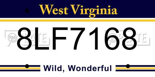 8LF7168 West Virginia License Plate