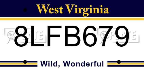 8LFB679 West Virginia License Plate