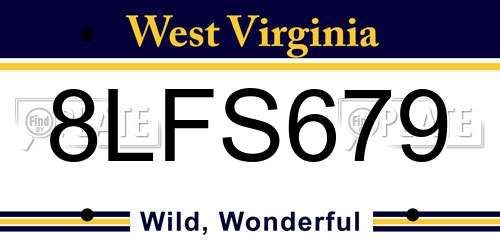 8LFS679 West Virginia License Plate