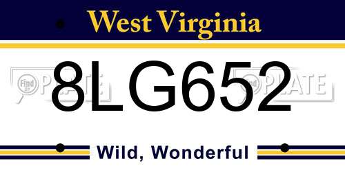 8LG652 West Virginia License Plate