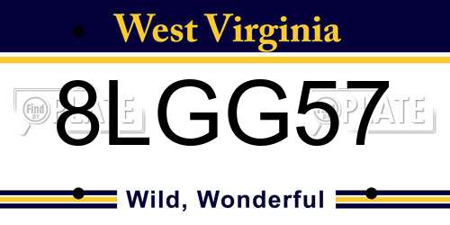 8LGG57 West Virginia License Plate