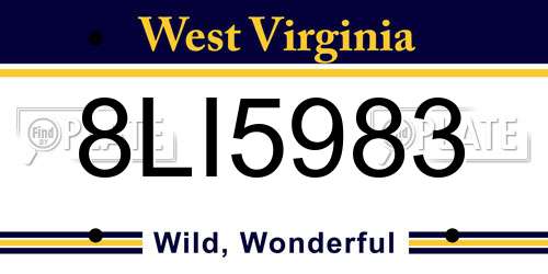 8LI5983 West Virginia License Plate