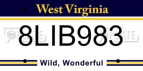 8LIB983 West Virginia License Plate