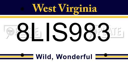 8LIS983 West Virginia License Plate