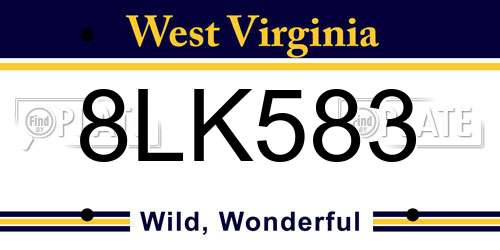 8LK583 West Virginia License Plate