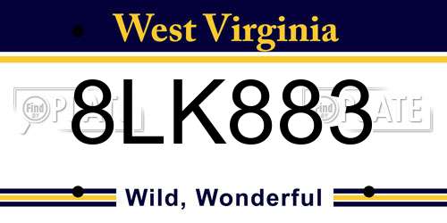 8LK883 West Virginia License Plate