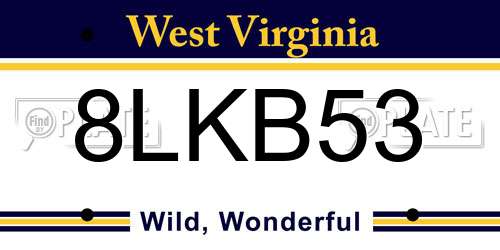 8LKB53 West Virginia License Plate