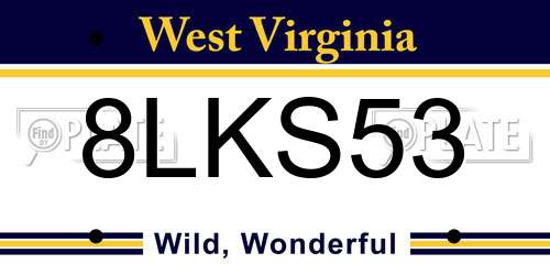 8LKS53 West Virginia License Plate
