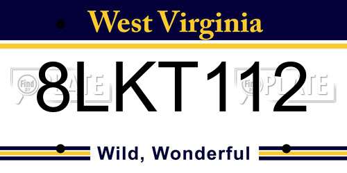 8LKT112 West Virginia License Plate