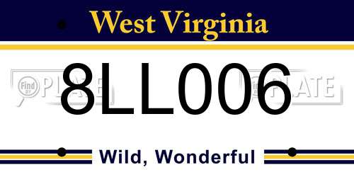 8LL006 West Virginia License Plate
