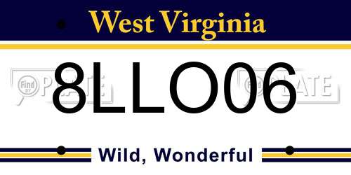 8LLO06 West Virginia License Plate