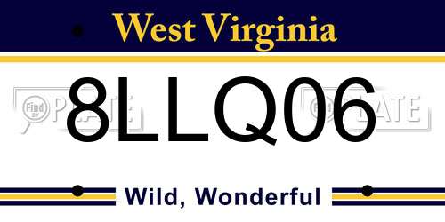 8LLQ06 West Virginia License Plate