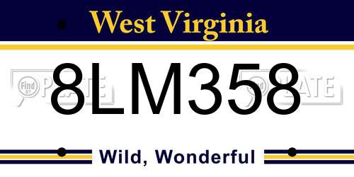 8LM358 West Virginia License Plate