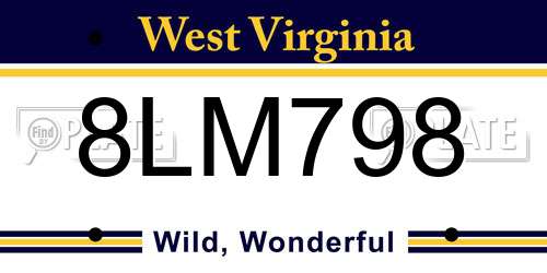 8LM798 West Virginia License Plate