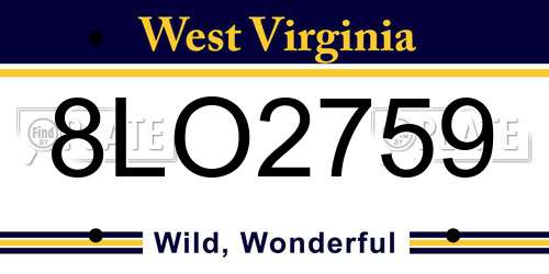 8LO2759 West Virginia License Plate
