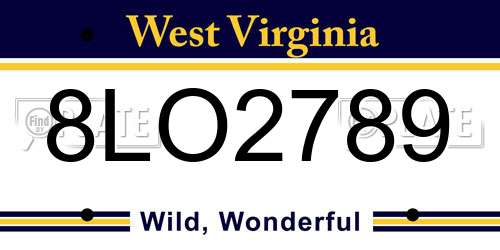 8LO2789 West Virginia License Plate