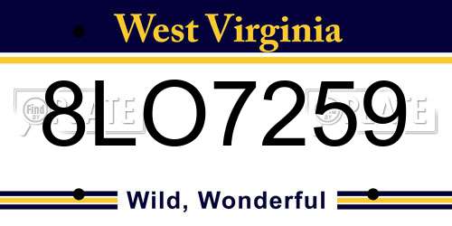 8LO7259 West Virginia License Plate