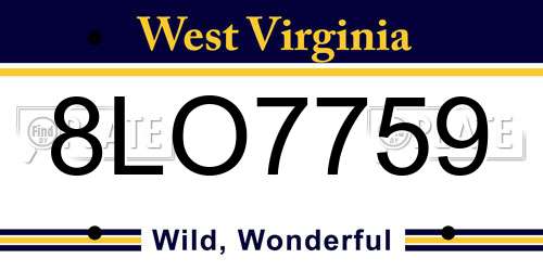 8LO7759 West Virginia License Plate