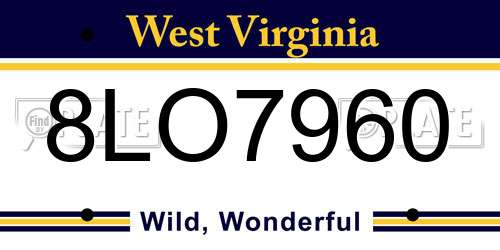 8LO7960 West Virginia License Plate