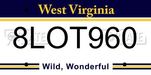 8LOT960 West Virginia License Plate