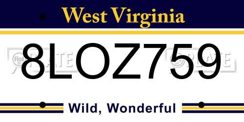 8LOZ759 West Virginia License Plate