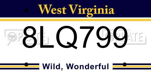 8LQ799 West Virginia License Plate