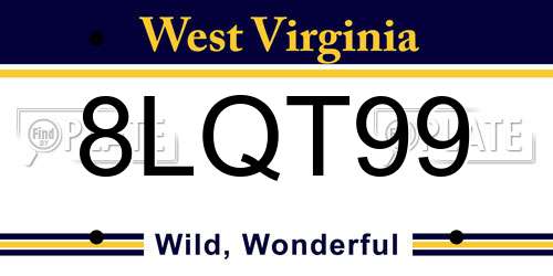 8LQT99 West Virginia License Plate