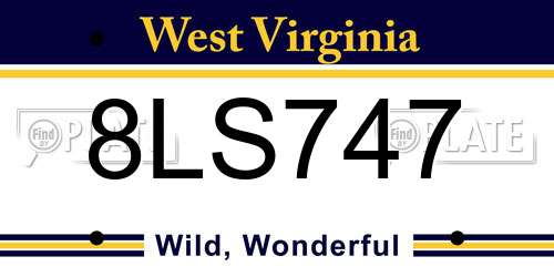 8LS747 West Virginia License Plate