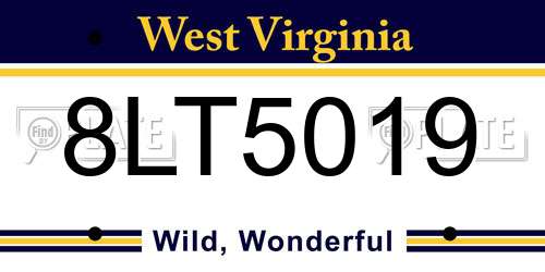 8LT5019 West Virginia License Plate