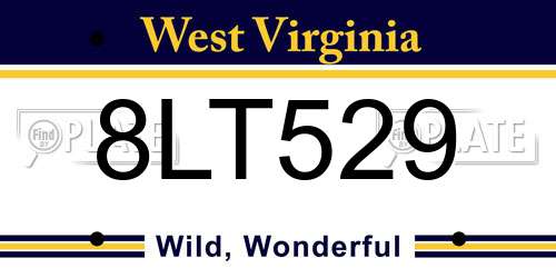 8LT529 West Virginia License Plate