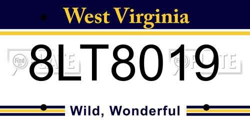 8LT8019 West Virginia License Plate