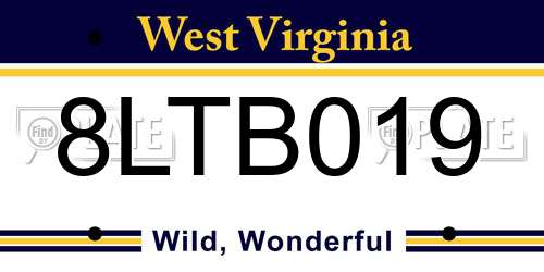 8LTB019 West Virginia License Plate
