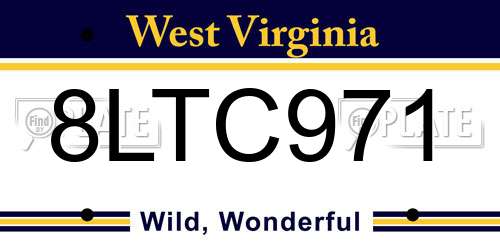 8LTC971 West Virginia License Plate