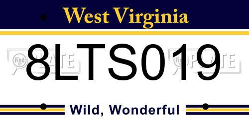 8LTS019 West Virginia License Plate
