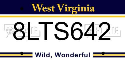8LTS642 West Virginia License Plate