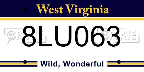8LU063 West Virginia License Plate