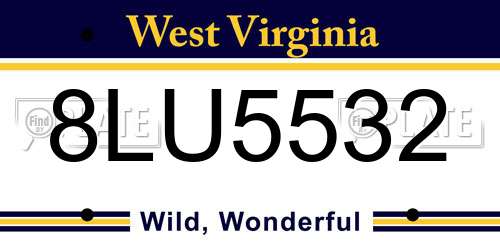 8LU5532 West Virginia License Plate