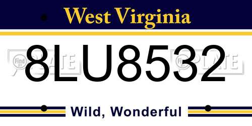 8LU8532 West Virginia License Plate