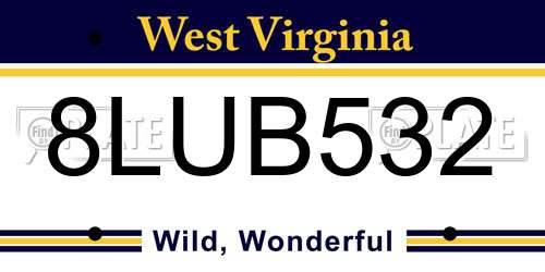 8LUB532 West Virginia License Plate
