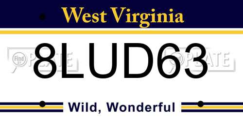 8LUD63 West Virginia License Plate