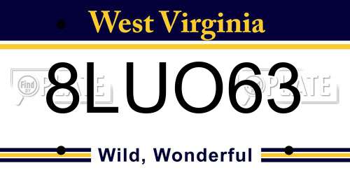 8LUO63 West Virginia License Plate